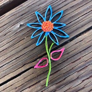 Vintage Neon Hand-painted Capri Flower Brooch Pin